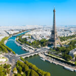 Magic view of Paris skyline with the Eiffel Tower at sunset – romantic Paris cityscape and dreamy travel inspiration in France."